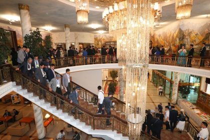 South Koreans move to their room after a meeting with their North Korean relatives during a separated family reunion meeting at the Mount Kumgang resort on the North's southeastern coast on August 20, 2018.