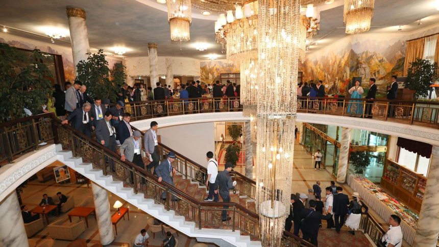 South Koreans move to their room after a meeting with their North Korean relatives during a separated family reunion meeting at the Mount Kumgang resort on the North's southeastern coast on August 20, 2018.