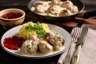 Meatballs: As Swedish as flat-pack furniture, these hot spheres of minced beef are best enjoyed with buttery mash, creamy gravy, green peas and a dollop of sweet-and-sour lingonberry jam.