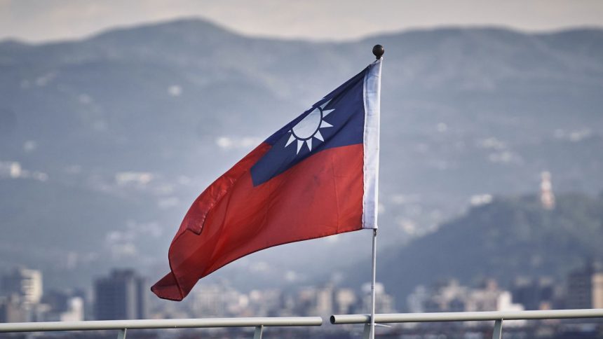 A Taiwanese flag in Taipei, Taiwan, in December 2023.