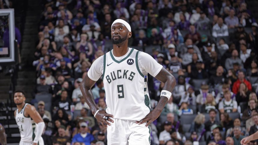 SACRAMENTO, CA - MARCH 12: Bobby Portis Jr. #9 of the Milwaukee Bucks looks on during the game against the Sacramento Kings on March 12, 2024 at Golden 1 Center in Sacramento, California. NOTE TO USER: User expressly acknowledges and agrees that, by downloading and or using this photograph, User is consenting to the terms and conditions of the Getty Images Agreement. Mandatory Copyright Notice: Copyright 2024 NBAE (Photo by Rocky Widner/NBAE via Getty Images)