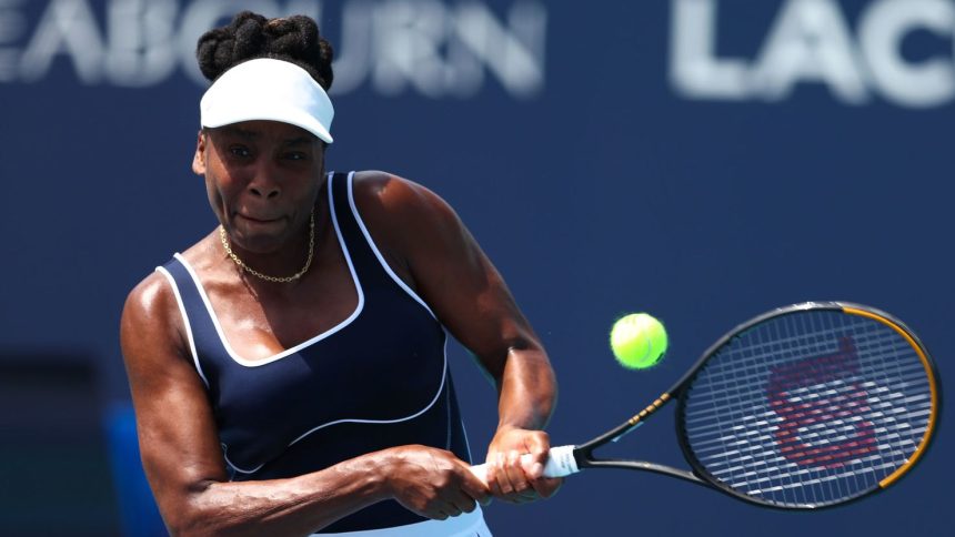 Venus Williams competes in the Miami Open in Miami Gardens, Florida, in March, 2024.