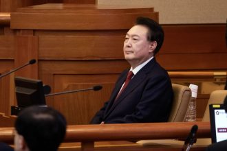 South Korea's President Yoon Suk Yeol attends a hearing at the Constitutional Court of Korea in Seoul, South Korea, on January 21.