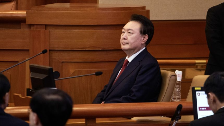 South Korea's President Yoon Suk Yeol attends a hearing at the Constitutional Court of Korea in Seoul, South Korea, on January 21.