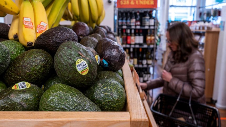 Avocados and bananas from Mexico are displayed at a grocery store in San Francisco on Thursday.