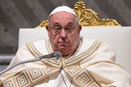 Pope Francis leading the vespers at St Peter's basilica in The Vatican on February 1, 2025.