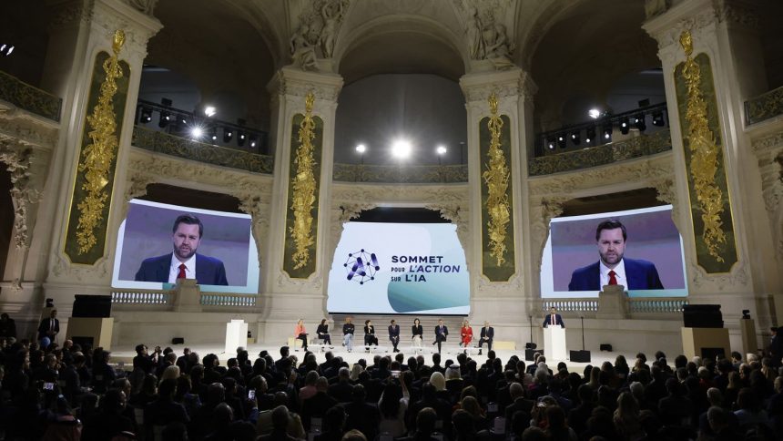 US Vice President JD Vance speaks at the Artificial Intelligence Action Summit in Paris on February 11, 2025.