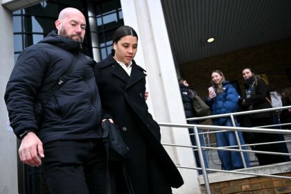 Chelsea's Australian striker Sam Kerr leaves Kingston Crown Court in south London on February 11, 2025.