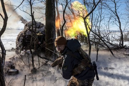 Ukrainian soldiers fighting near Pokrovsk this week. The US has cut Kyiv out of its early negotiations to end the war, and Trump's attacks on Zelensky have horrified Europe.