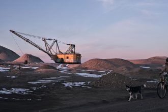 Excavators mine rare earth materials on Ukrainian soil on February 25, 2025, in the Zhytomyr region.