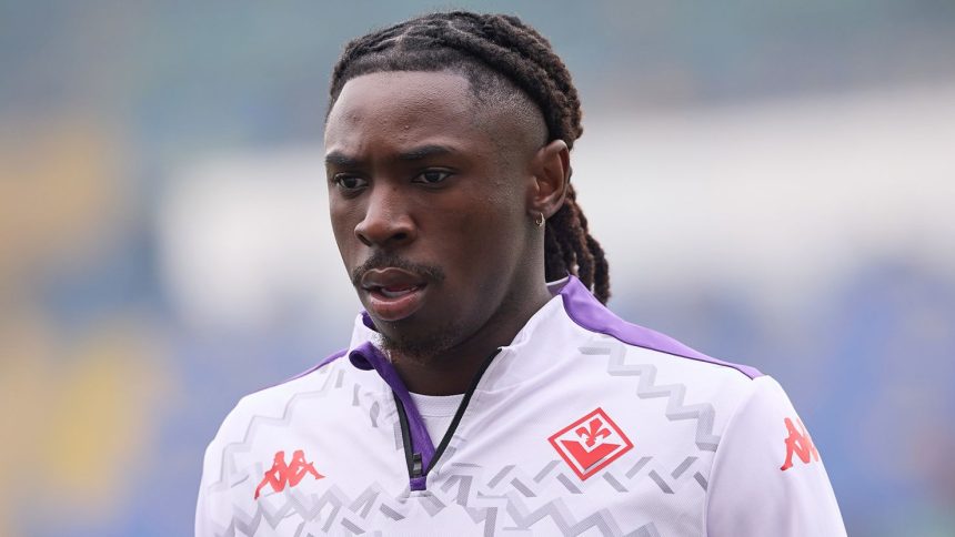 Moise Kean ahead of Fiorentina's match against Hellas Verona on Sunday.