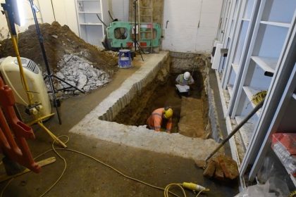 Archaeologists pictured during excavation works at the site.