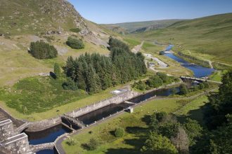 The Claerwen Reservoir is deep in the Welsh countryside.