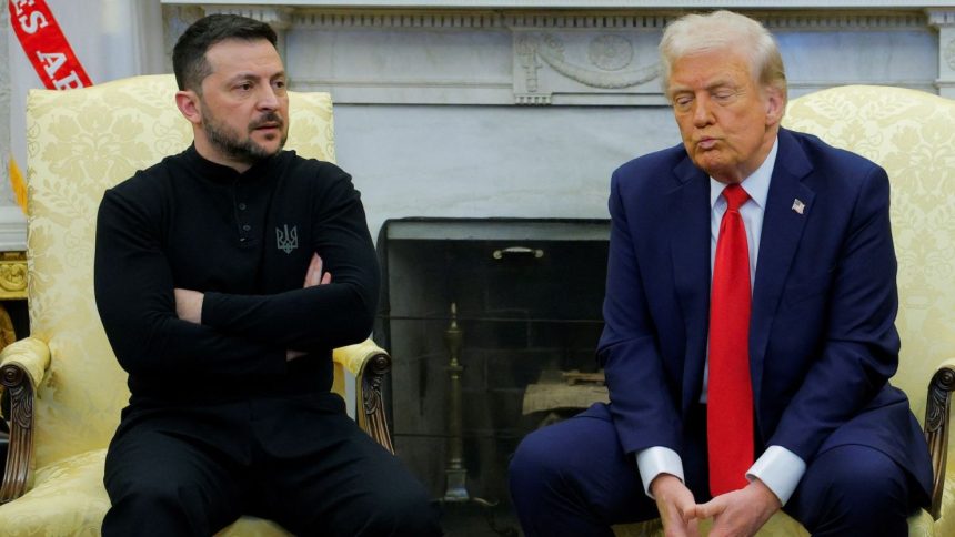 US President Donald Trump meets with Ukrainian President Volodymyr Zelensky at the White House on February 28, 2025.