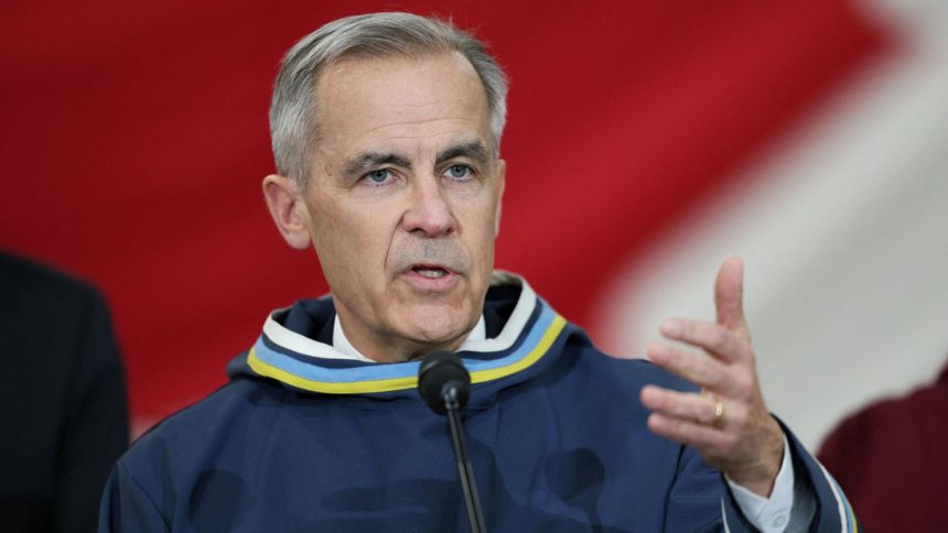 Canada's Prime Minister Mark Carney speaks to the press in Iqaluit, Nunavut, Canada on March 18.