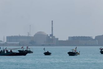 The Bushehr nuclear power plant, as seen last spring from the Persian Gulf, is Iran's first commercial nuclear reactor.