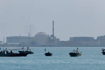 The Bushehr nuclear power plant, as seen last spring from the Persian Gulf, is Iran's first commercial nuclear reactor.