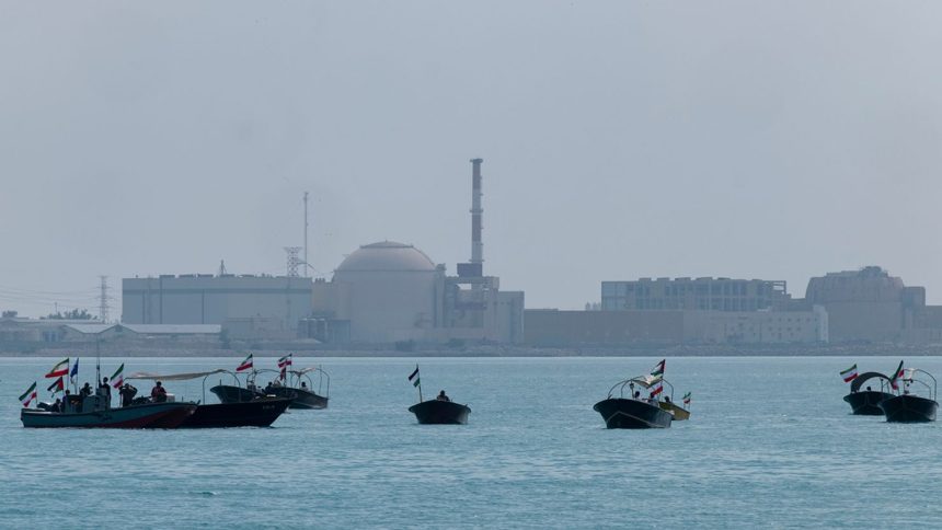 The Bushehr nuclear power plant, as seen last spring from the Persian Gulf, is Iran's first commercial nuclear reactor.