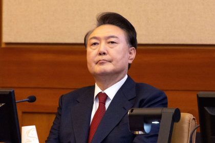 South Korean President Yoon Suk Yeol attends a hearing of his impeachment trial in Seoul, South Korea, on February 13, 2025.