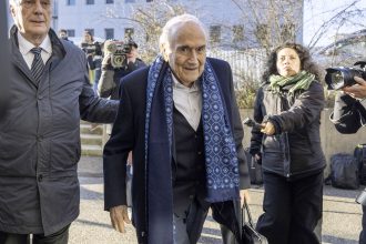 Ex-FIFA president Sepp Blatter arrives in front of the special appeals court in Muttenz, Switzerland, for his retrial on fraud, forgery and misappropriation charges on March 3.