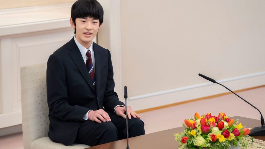 Japan's Prince Hisahito speaks at his first press conference at the Imperial Palace in Tokyo on March 3, 2025.