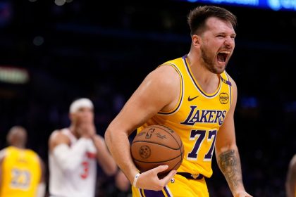 Luka Dončić led the Lakers with 32 points in the team's 113-109 win over the Knicks on Thursday.