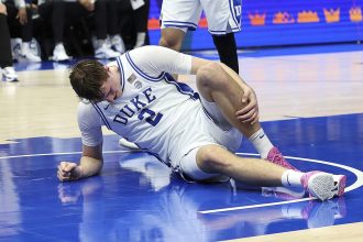 Cooper Flagg went down with an ankle injury in Duke's game against Georgia Tech.