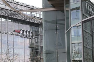 The Audi headquarters in Ingolstadt, Germany, seen in March 2025.