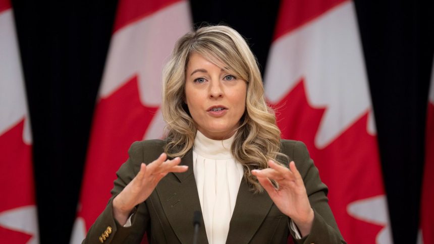 Canada's Foreign Affairs Minister Melanie Joly attends a news conference in Ottawa on March 12, 2025.