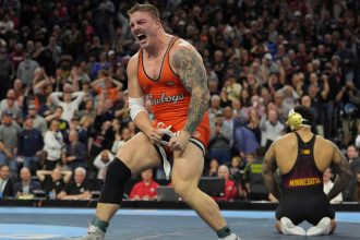 Wyatt Hendrickson defeated Gable Steveson to win the heavyweight NCAA wrestling title.