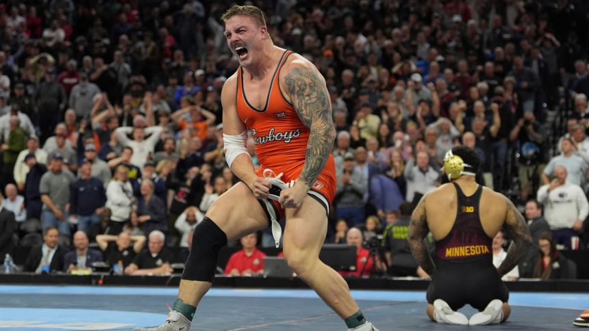 Wyatt Hendrickson defeated Gable Steveson to win the heavyweight NCAA wrestling title.