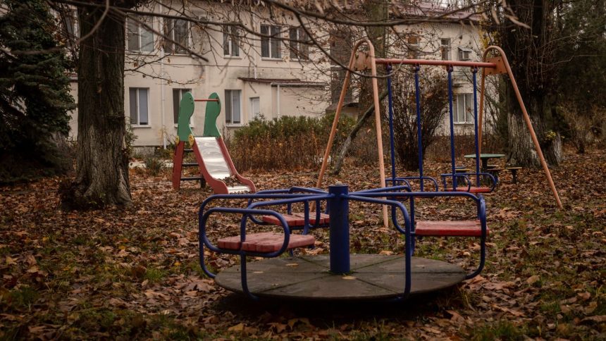 This November 2022 photo shows the playground of the Kherson Children's house, an orphanage where Russian forces allegedly took 46 children from.