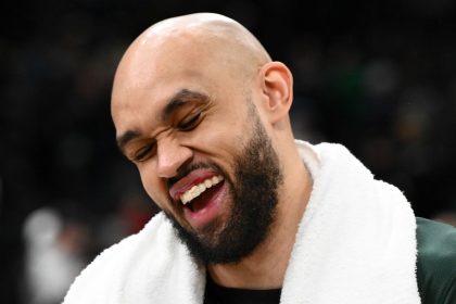 Derrick White of the Boston Celtics after a game against the Philadelphia 76ers at the TD Garden on March 6, in Boston.