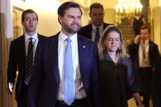 Vice President JD Vance arrives for a House Republican Conference meeting at the US Capitol on March 11, in Washington, DC.