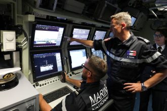 The nuclear submarine "Suffren" in Cherbourg, north-western France, pictured on July 12, 2019.