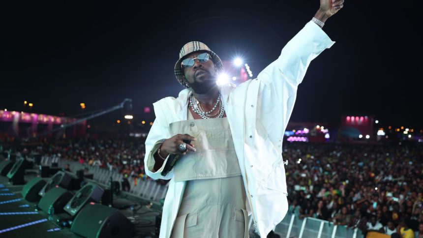 Patoranking performing during the FIFA-QSL Executive Programme Workshop at Aspire Academy on November 28, 2022 in Doha, Qatar.