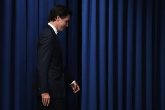 Canada’s Prime Minister Justin Trudeau leaves after a joint news conference in Seoul, South Korea, on May 17, 2023.