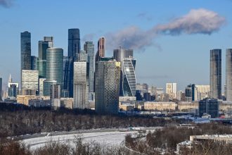 Office blocks in Moscow, pictured in January 2024.