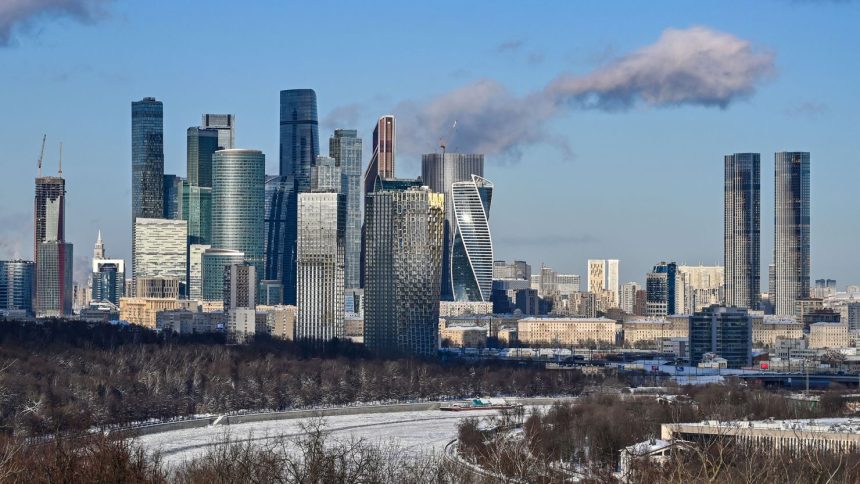 Office blocks in Moscow, pictured in January 2024.