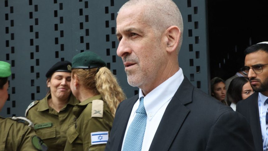 Ronen Bar, chief of Israel's domestic Shin Bet security agency, attends a ceremony marking Memorial Day for fallen soldiers of Israel's wars and victims of attacks at Jerusalem's Mount Herzl military cemetery on May 13, 2024.