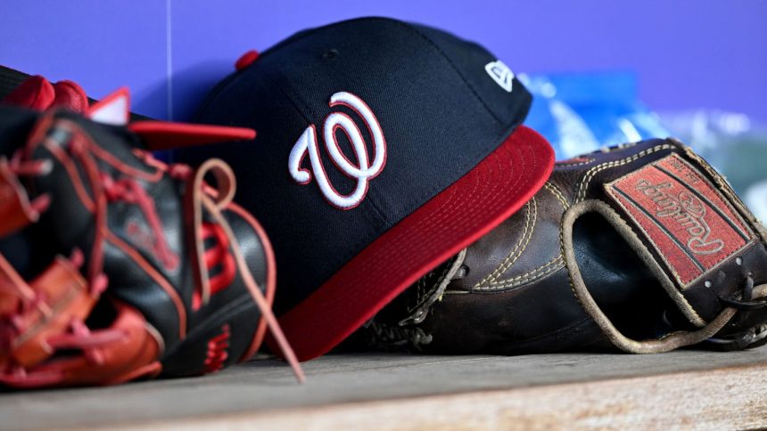 A view of the Washington Nationals logo on a baseball cap during the game against the New York Yankees at Nationals Park on August 28, 2024.