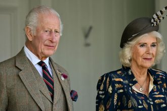 King Charles and Queen Camilla attend the Braemar Gathering in Scotland on September 7, 2024.