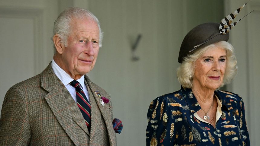 King Charles and Queen Camilla attend the Braemar Gathering in Scotland on September 7, 2024.