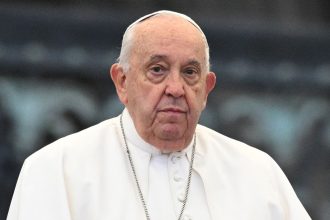 Pope Francis looks on during the weekly general audience on October 23, 2024 at St Peter's square in the Vatican.