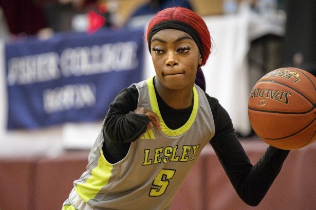 Lesley University guard Baileigh Sinaman-Daniel became the first NCAA Division III women’s basketball player with one arm to score in a collegiate game in December.