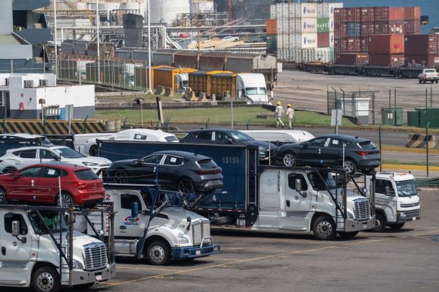 Vehicles prepared for export at the Port of Veracruz in Veracruz, Mexico, on February 4.