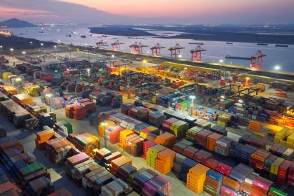 Containers are seen at the port in Nanjing, in China's eastern Jiangsu province on February 5, 2025.