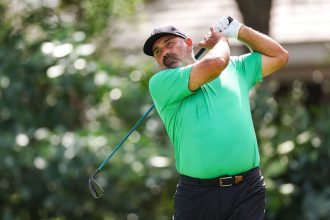 Angel Cabrera playing at the Chubb Classic on February 15, 2025 in Naples, Florida.