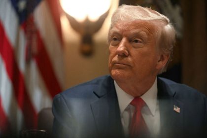 President Donald Trump speaks during a cabinet meeting at the White House in Washington, DC, on February 26.