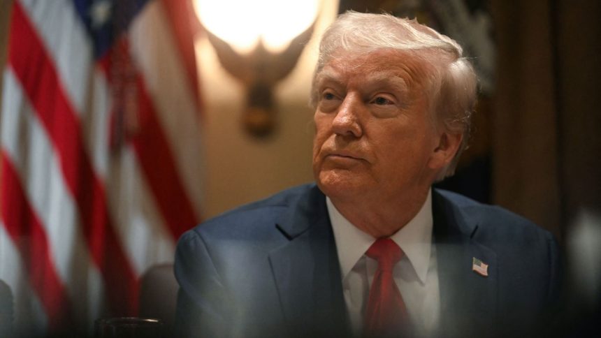 President Donald Trump speaks during a cabinet meeting at the White House in Washington, DC, on February 26.